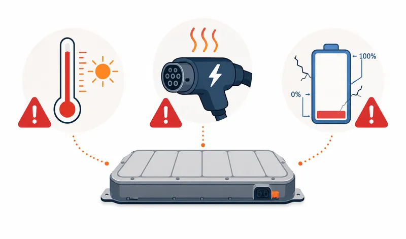 Three main battery degradation factors: extreme heat, DC fast charging, and deep discharges